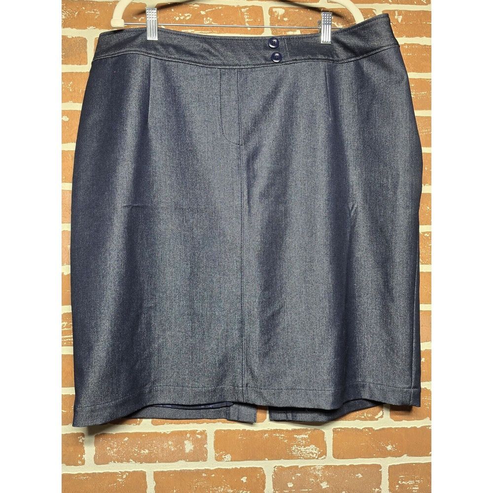 Lane Bryant Skirt Womens 22 Blue Side Zip Lined‎ Skirt With Slit In The Back